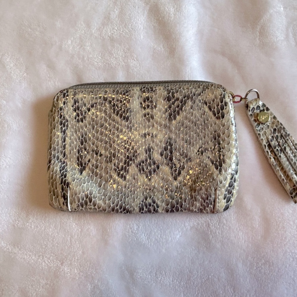 Abas snakeskin leather small clutch/coin purse with tassel pull closure